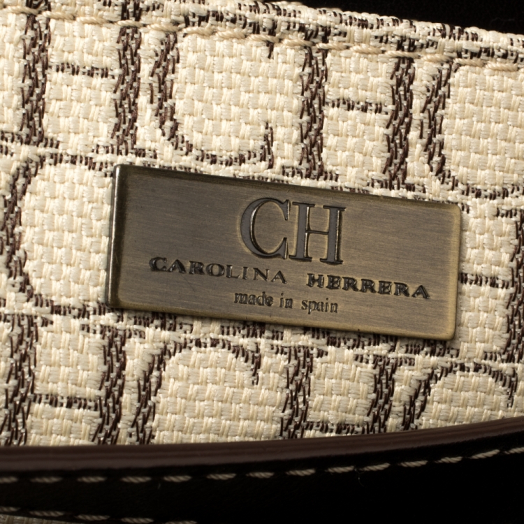 Pre Owned Carolina Herrera Multicolor Monogram Canvas and Leather Tote