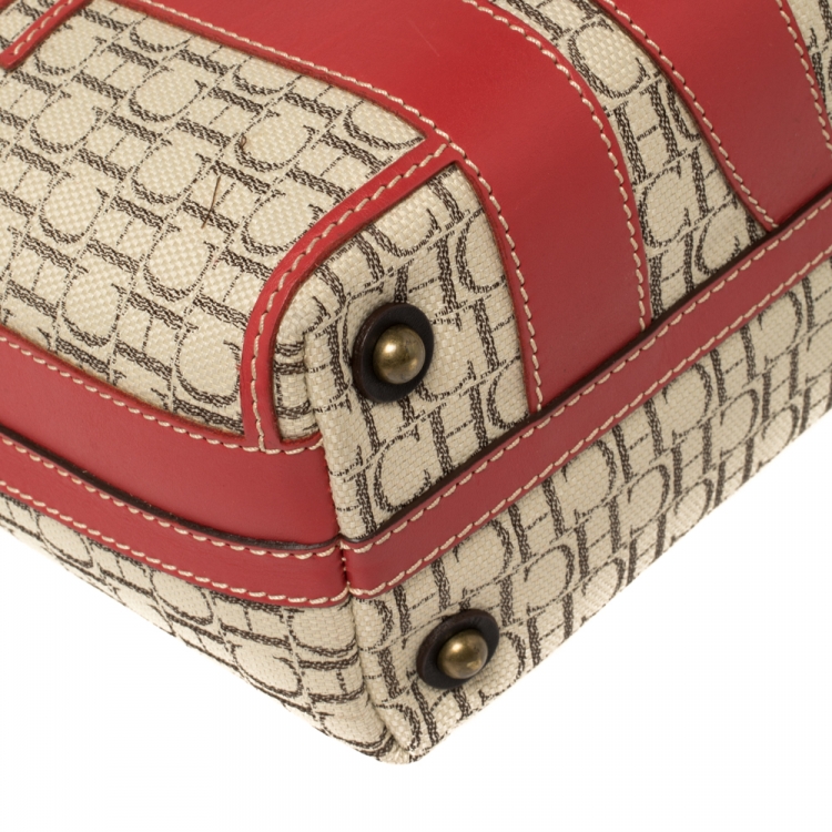 Pre Owned Carolina Herrera Multicolor Monogram Canvas and Leather Tote