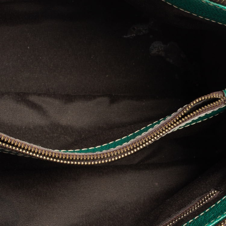 Pre Owned Carolina Herrera Green Embossed Leather Matteo Tote