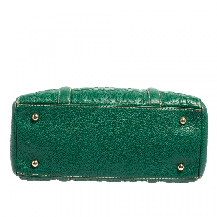 Pre Owned Carolina Herrera Green Embossed Leather Matteo Tote
