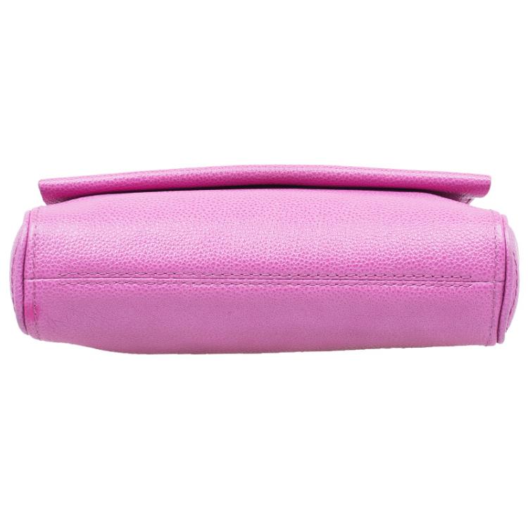 Pre Owned Carolina Herrera Pink Leather Minueto Shoulder Flap Bag