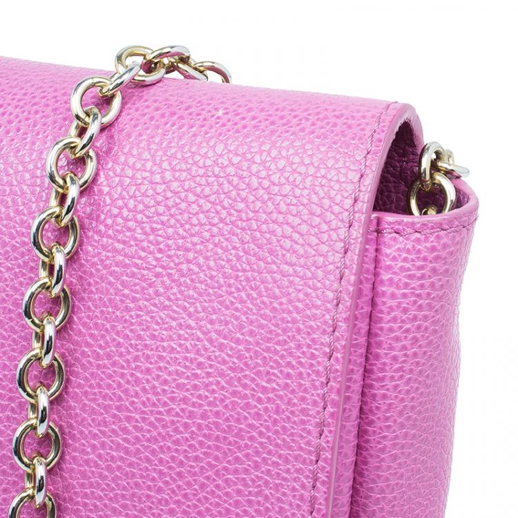 Pre Owned Carolina Herrera Pink Leather Minueto Shoulder Flap Bag