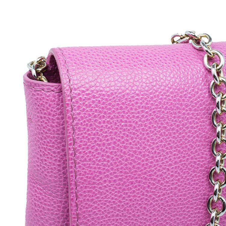Pre Owned Carolina Herrera Pink Leather Minueto Shoulder Flap Bag