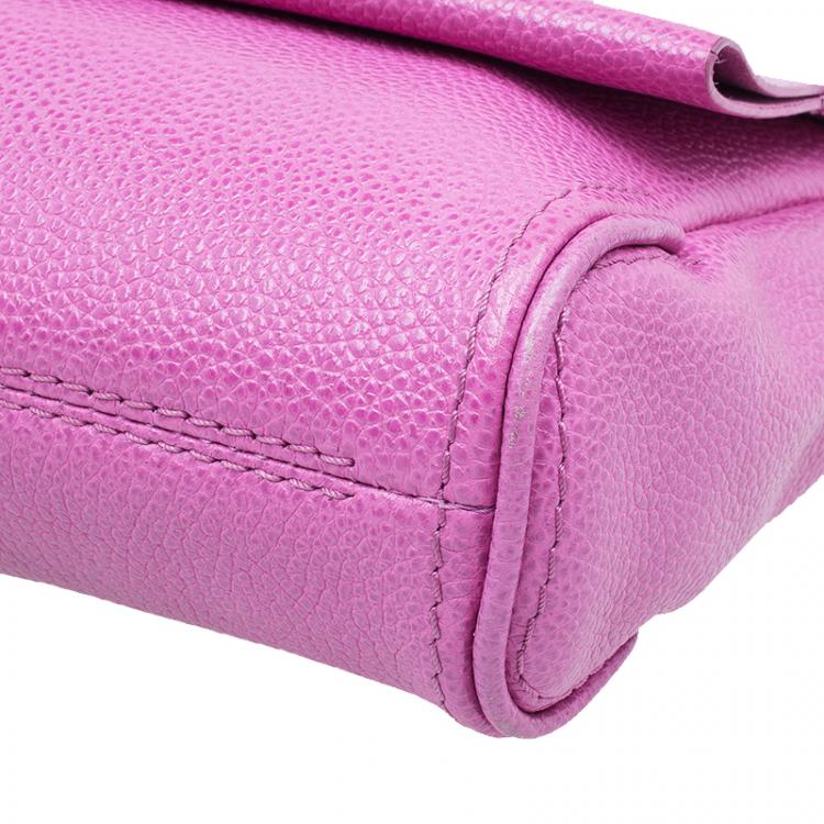 Pre Owned Carolina Herrera Pink Leather Minueto Shoulder Flap Bag