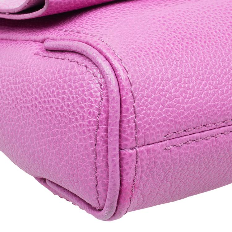Pre Owned Carolina Herrera Pink Leather Minueto Shoulder Flap Bag