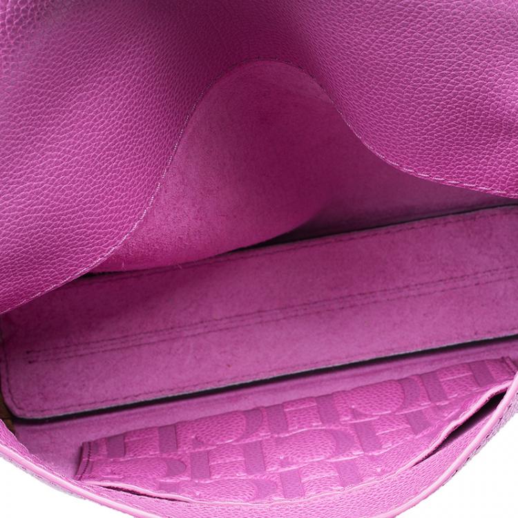 Pre Owned Carolina Herrera Pink Leather Minueto Shoulder Flap Bag