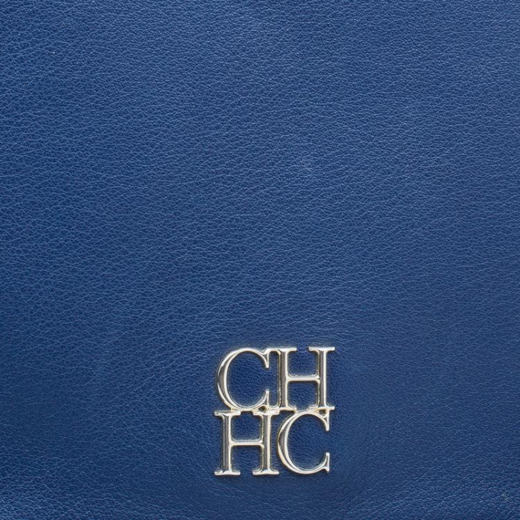 Pre Owned Carolina Herrera Blue Leather New Baltazar Flap Bag