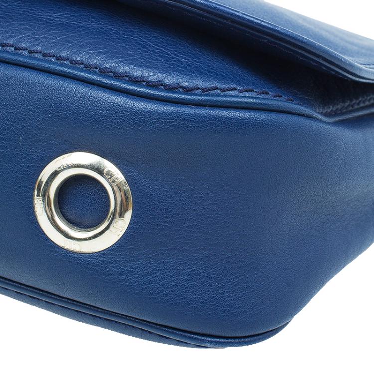 Pre Owned Carolina Herrera Blue Leather New Baltazar Flap Bag