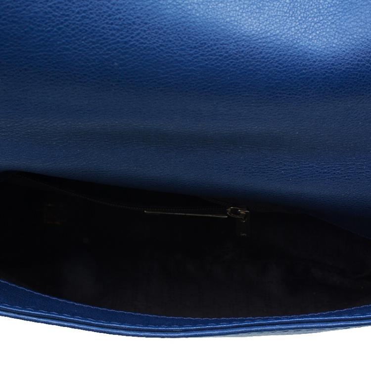 Pre Owned Carolina Herrera Blue Leather New Baltazar Flap Bag