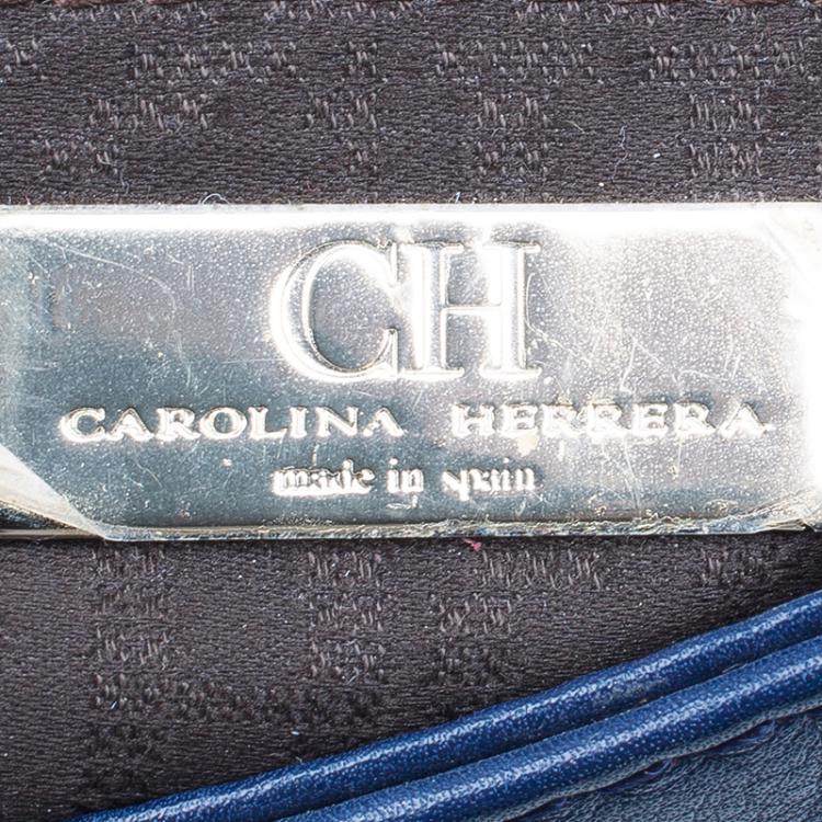 Pre Owned Carolina Herrera Blue Leather New Baltazar Flap Bag