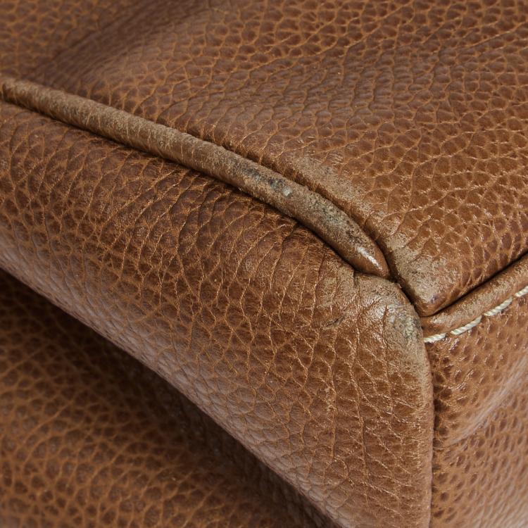 Pre Owned Carolina Herrera Brown Pebbled Leather Small Matteo Tote