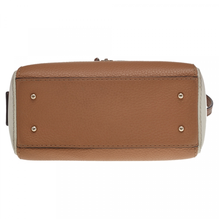 Pre Owned Carolina Herrera Brown/White Leather Satchel