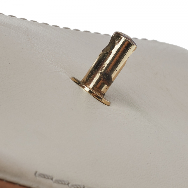 Pre Owned Carolina Herrera Brown/White Leather Satchel