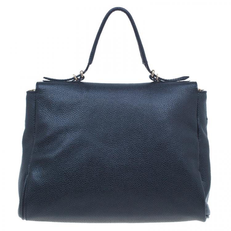 Pre Owned Carolina Herrera Black Leather Minueto Flap Bag