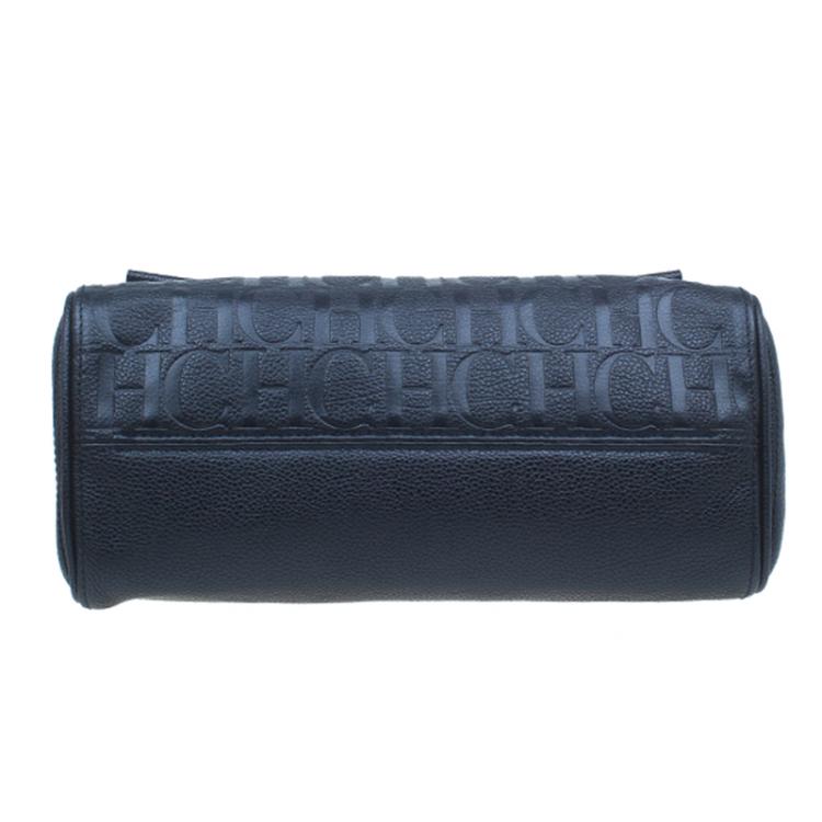 Pre Owned Carolina Herrera Black Leather Minueto Flap Bag