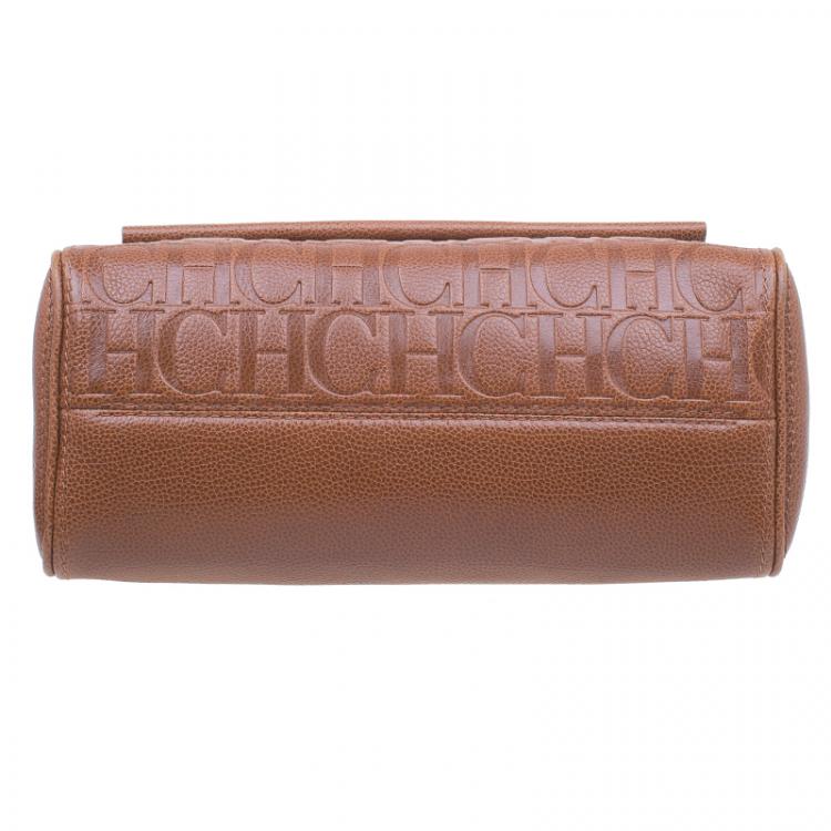Pre Owned Carolina Herrera Brown Leather Minueto Flap Bag