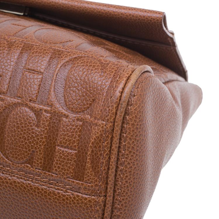 Pre Owned Carolina Herrera Brown Leather Minueto Flap Bag