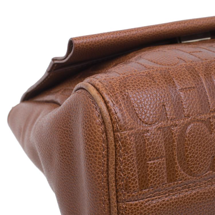 Pre Owned Carolina Herrera Brown Leather Minueto Flap Bag
