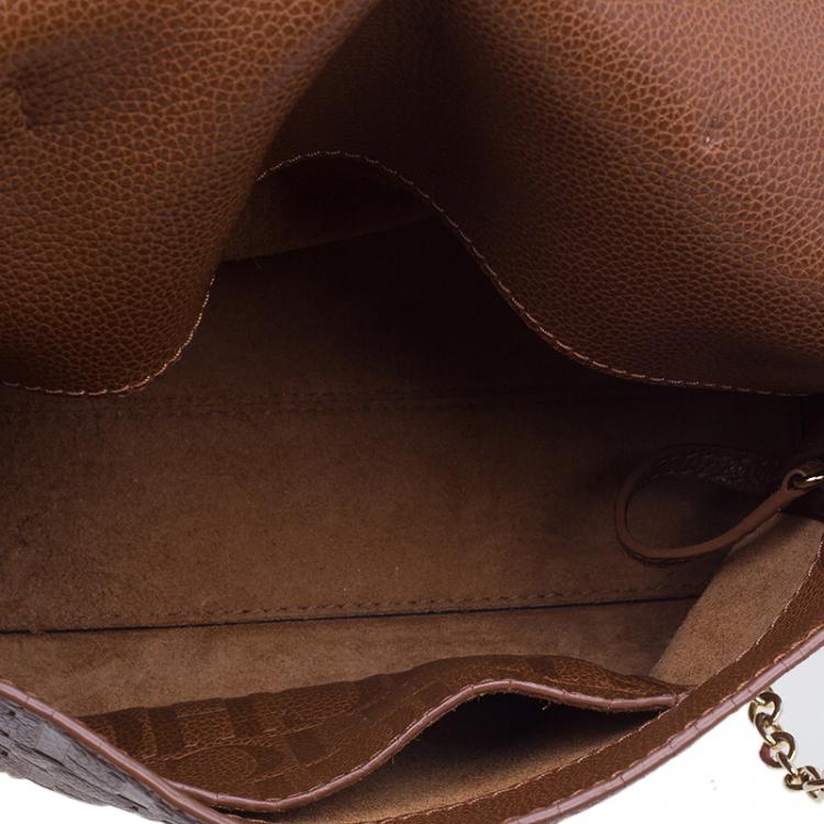 Pre Owned Carolina Herrera Brown Leather Minueto Flap Bag