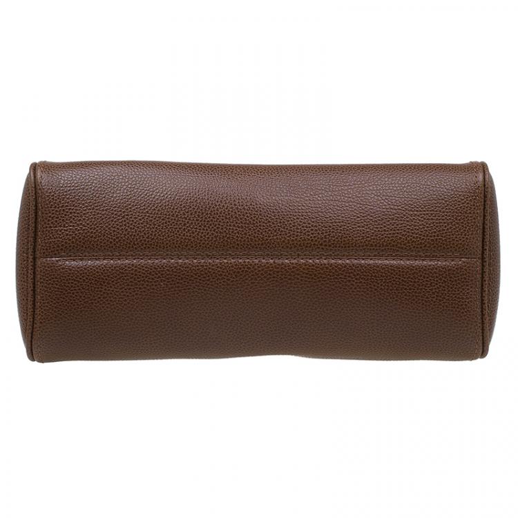 مملوكة مسبقًا Carolina Herrera Brown Leather Minueto Flap Bag