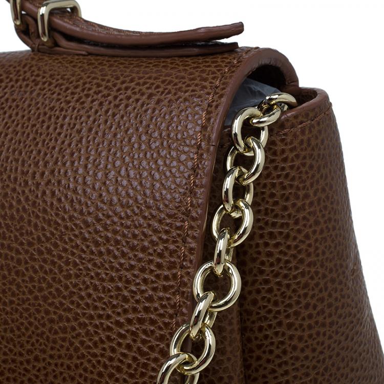 مملوكة مسبقًا Carolina Herrera Brown Leather Minueto Flap Bag