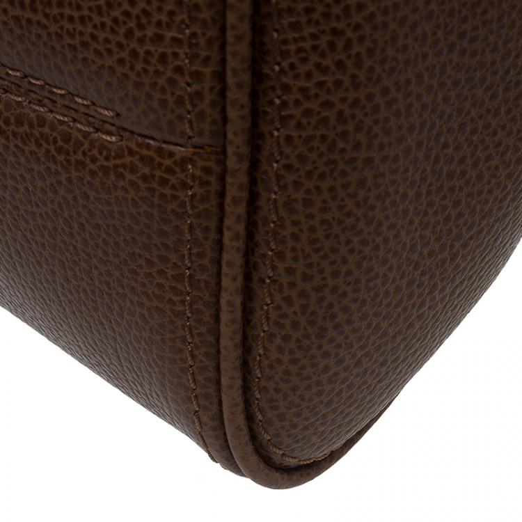 مملوكة مسبقًا Carolina Herrera Brown Leather Minueto Flap Bag