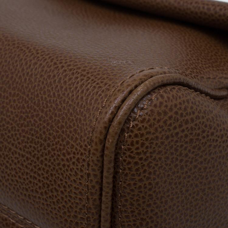 مملوكة مسبقًا Carolina Herrera Brown Leather Minueto Flap Bag