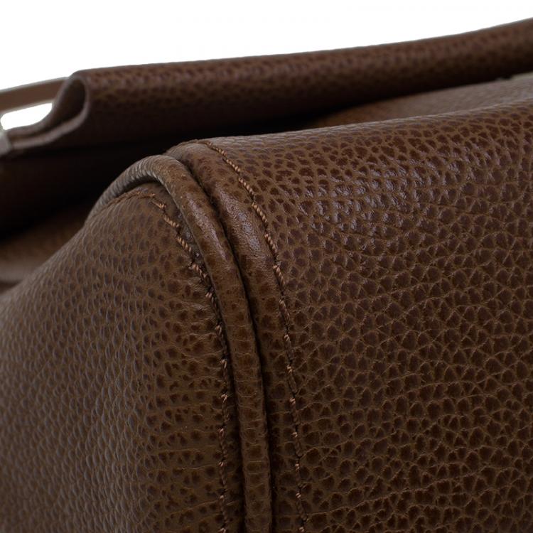 مملوكة مسبقًا Carolina Herrera Brown Leather Minueto Flap Bag