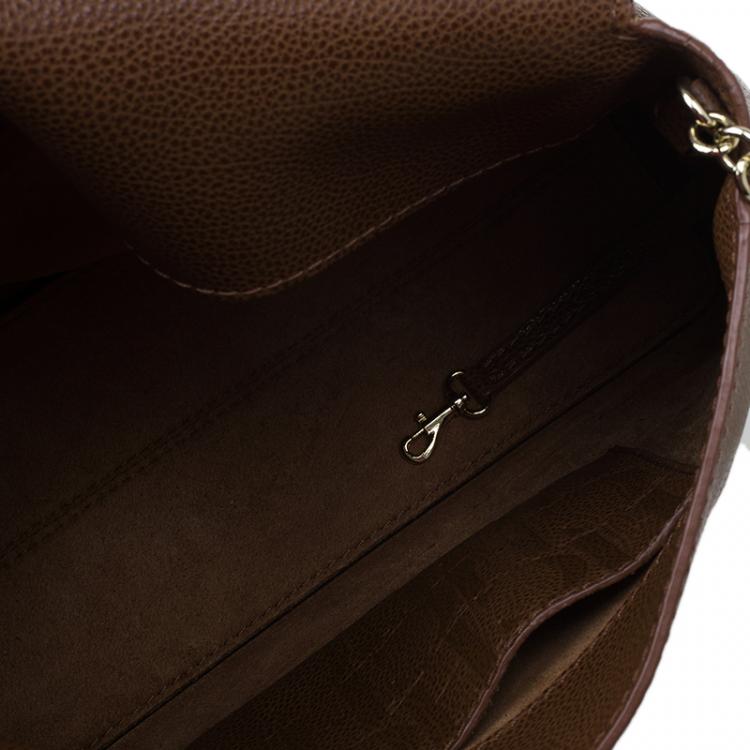 مملوكة مسبقًا Carolina Herrera Brown Leather Minueto Flap Bag