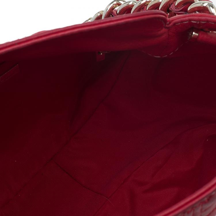 Pre Owned Carolina Herrera Red Quilted Monogram Leather Hobo