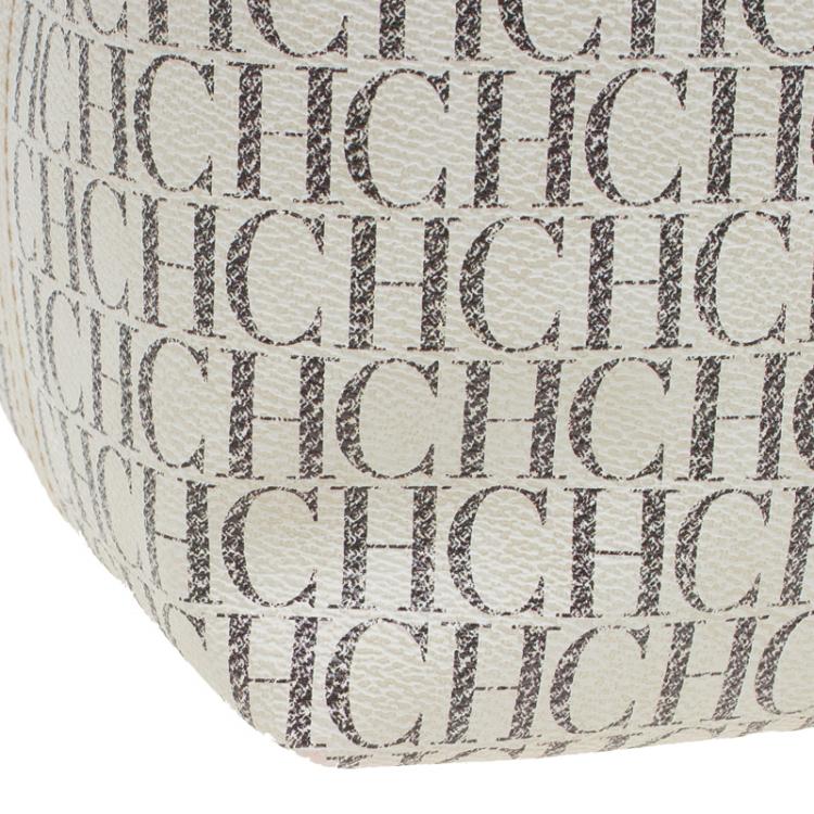 Pre Owned Carolina Herrera Beige Monogram Coated Canvas Shopper Tote