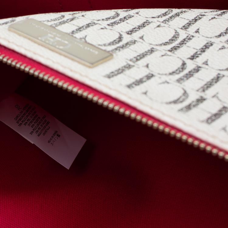 Pre Owned Carolina Herrera Beige Monogram Coated Canvas Shopper Tote