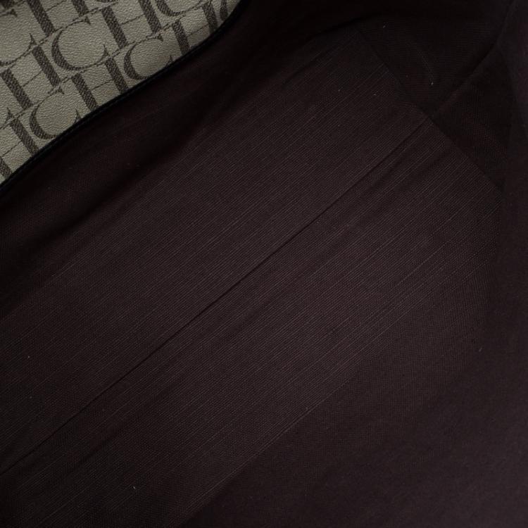 Pre Owned Carolina Herrera Beige Monogram Coated Canvas Shopper Tote