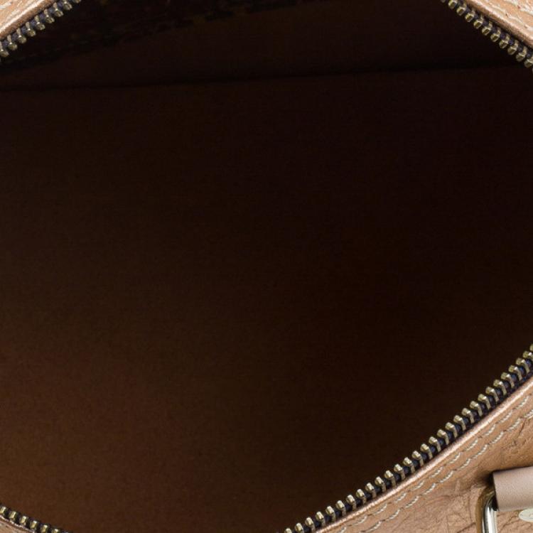 Pre Owned Carolina Herrera Metallic Leather Medium Andy Boston Bag