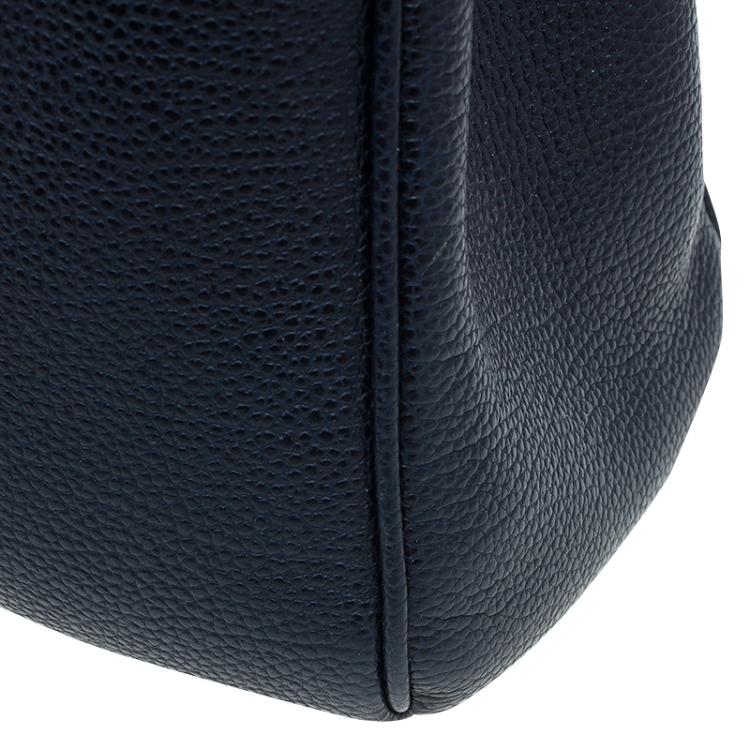 Pre Owned Carolina Herrera Navy Blue Leather Matteo Top Handle Bag