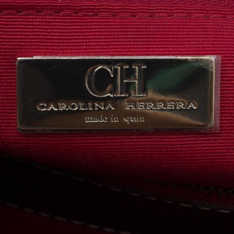 Pre Owned Carolina Herrera Navy Blue Leather Matteo Top Handle Bag