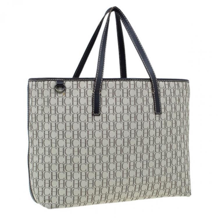 Pre Owned Carolina Herrera Monogram Canvas Shopper Tote