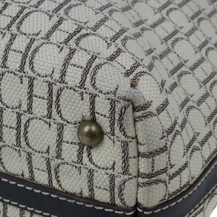 Pre Owned Carolina Herrera Monogram Canvas Shopper Tote