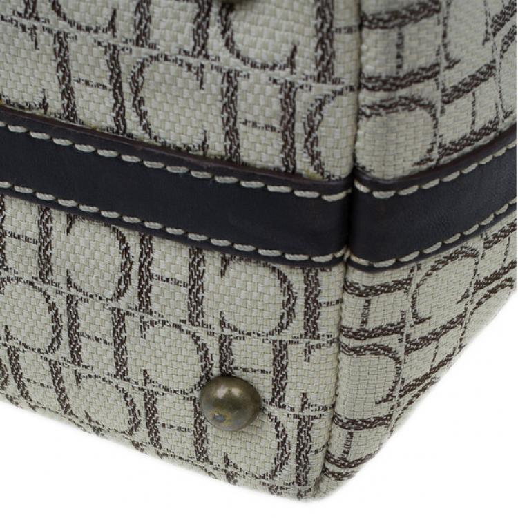 Pre Owned Carolina Herrera Monogram Canvas Shopper Tote