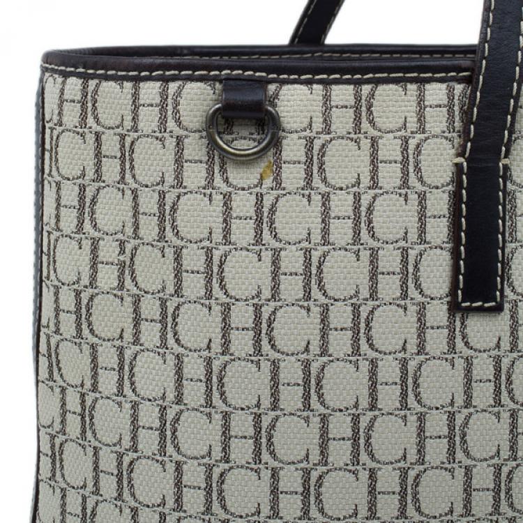 Pre Owned Carolina Herrera Monogram Canvas Shopper Tote