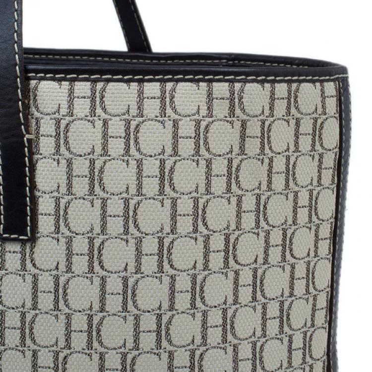 Pre Owned Carolina Herrera Monogram Canvas Shopper Tote