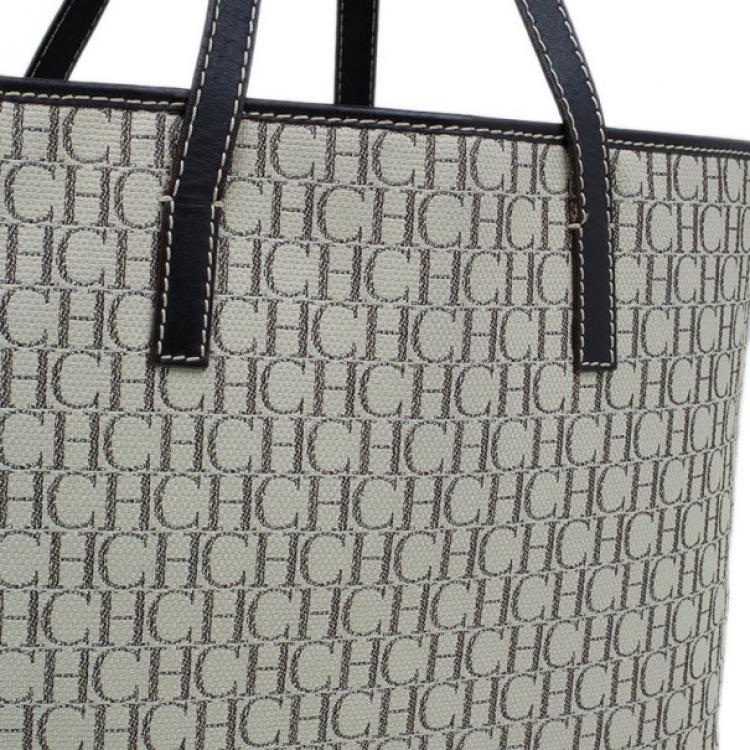 Pre Owned Carolina Herrera Monogram Canvas Shopper Tote