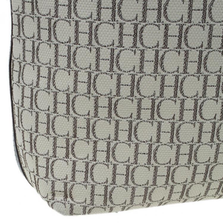 Pre Owned Carolina Herrera Monogram Canvas Shopper Tote