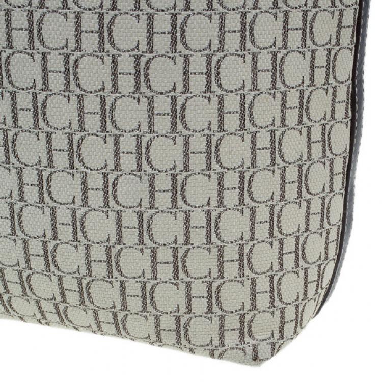Pre Owned Carolina Herrera Monogram Canvas Shopper Tote