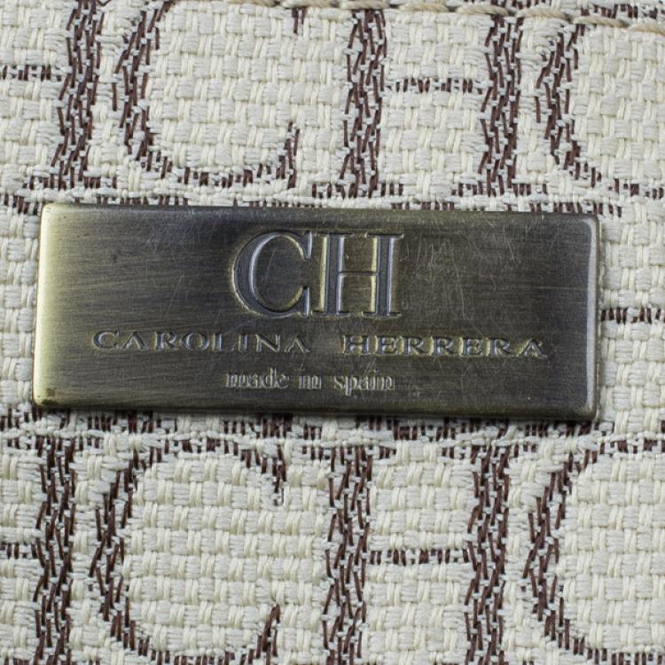 Pre Owned Carolina Herrera Monogram Canvas Shopper Tote