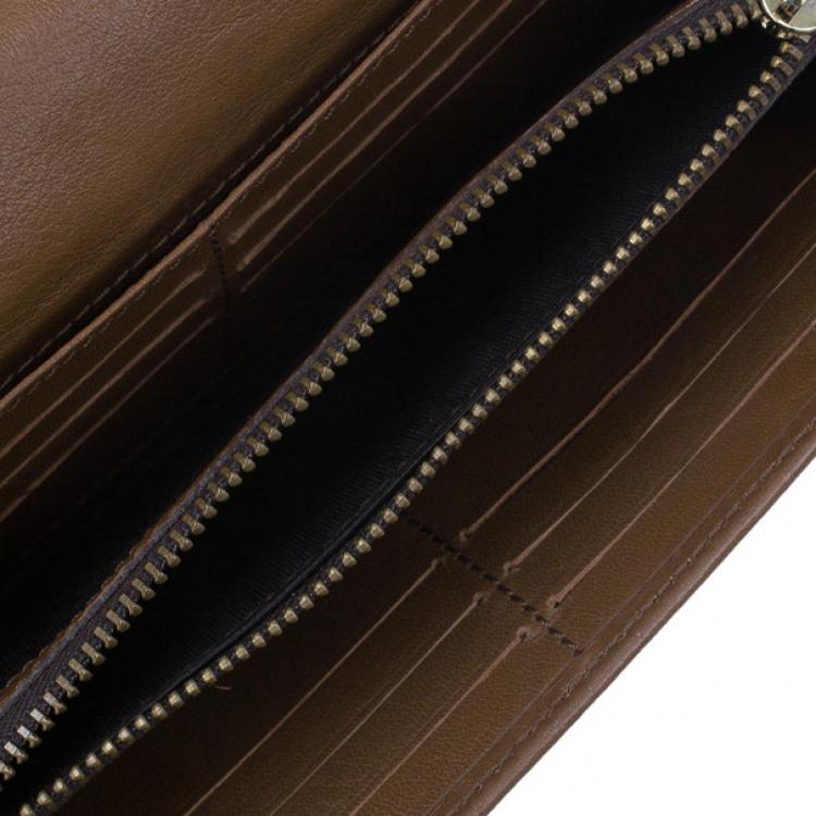 Pre Owned Carolina Herrera Brown Monogram Embossed Contential Flap Wallet