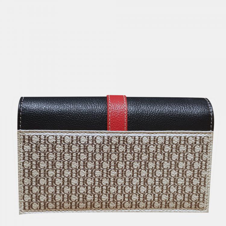 Pre Owned CH Carolina Herrera Multicolor Monogram Coated Canvas and Leather Wallet on Chain