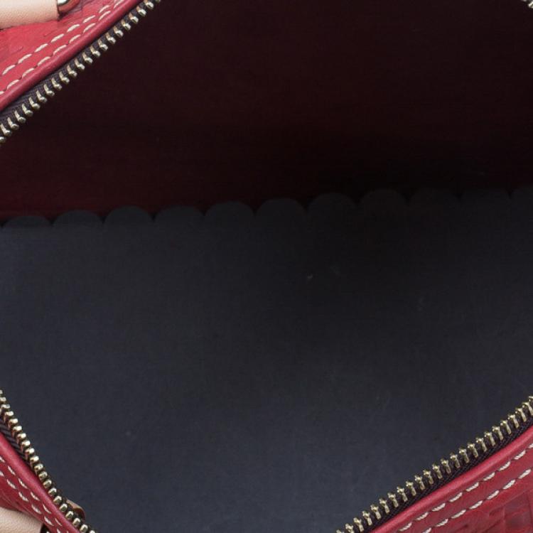 Pre Owned Carolina Herrera Red Leather Andy Boston Bag