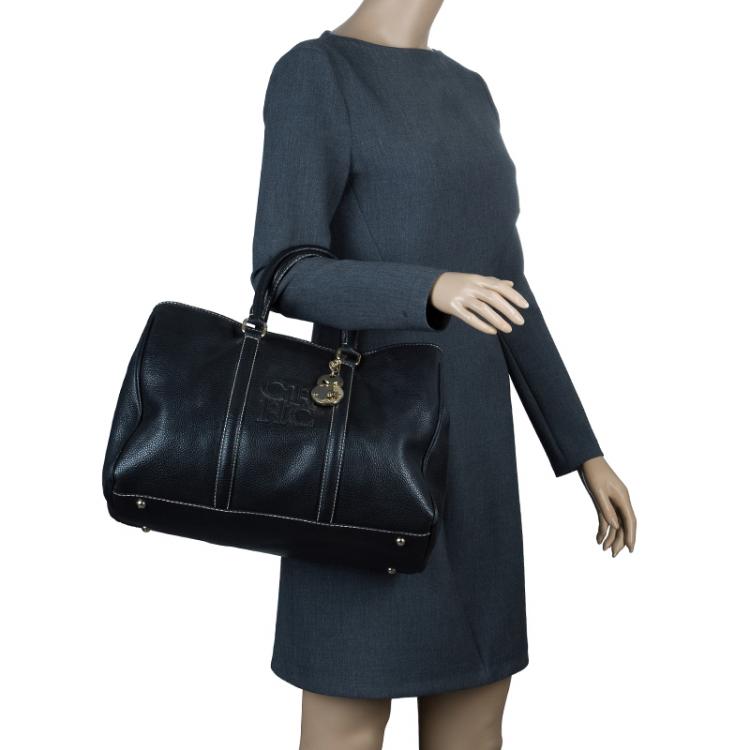 Pre Owned Carolina Herrera Black Leather Matteo Satchel