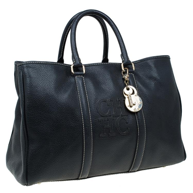 Pre Owned Carolina Herrera Black Leather Matteo Satchel